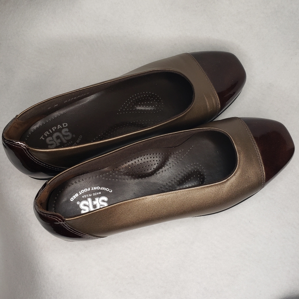 SAS 'Coco' Flats in Burnished Brass & Brown - Women's size 9M - Picture 6 of 12